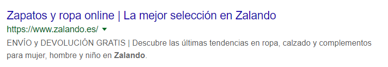 Ejemplo de Resultado en buscadores